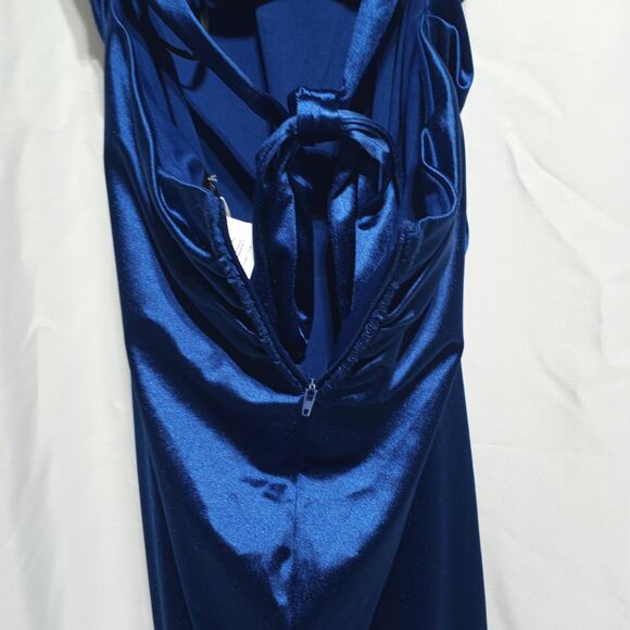 B Darlin NWT Satin Blue Maxi Formal Dress Size 11/12 - Picture 7 of 10